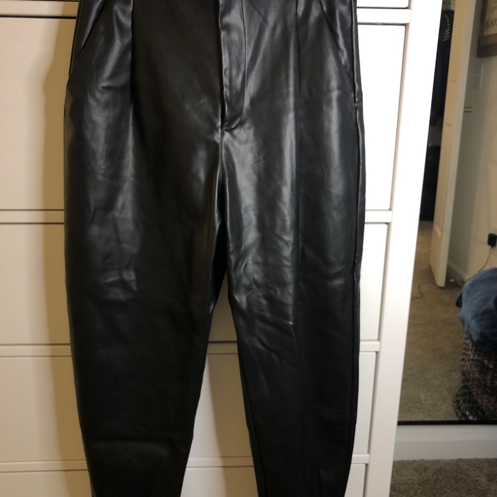 Straight leg leather pants